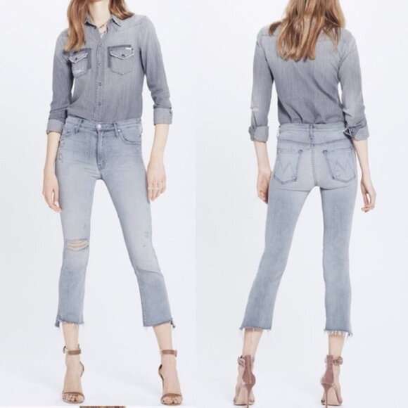 MOTHER Insider Crop Step‎ Fray Jeans Best Left In The Shadows size 25 - Picture 1 of 9